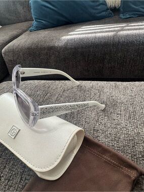Coach sunglasses with Giorgio Armani Cream Sunglasses Case with Brown Dust Pouch
